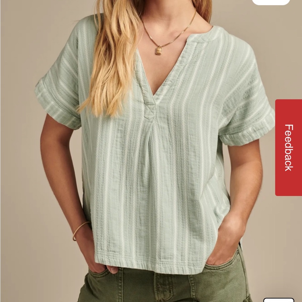 Lucky Brand Solid Camp Shirt Popover
